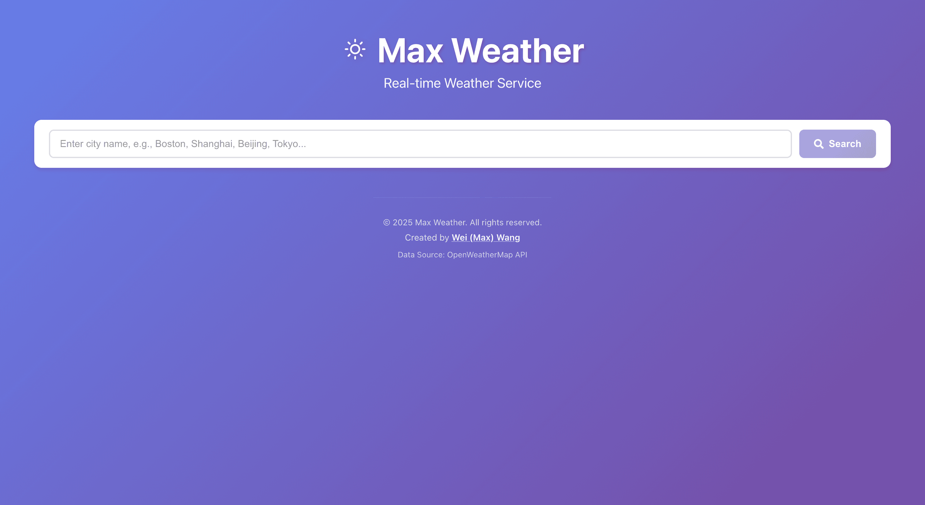 Weather Web Application screenshot 1