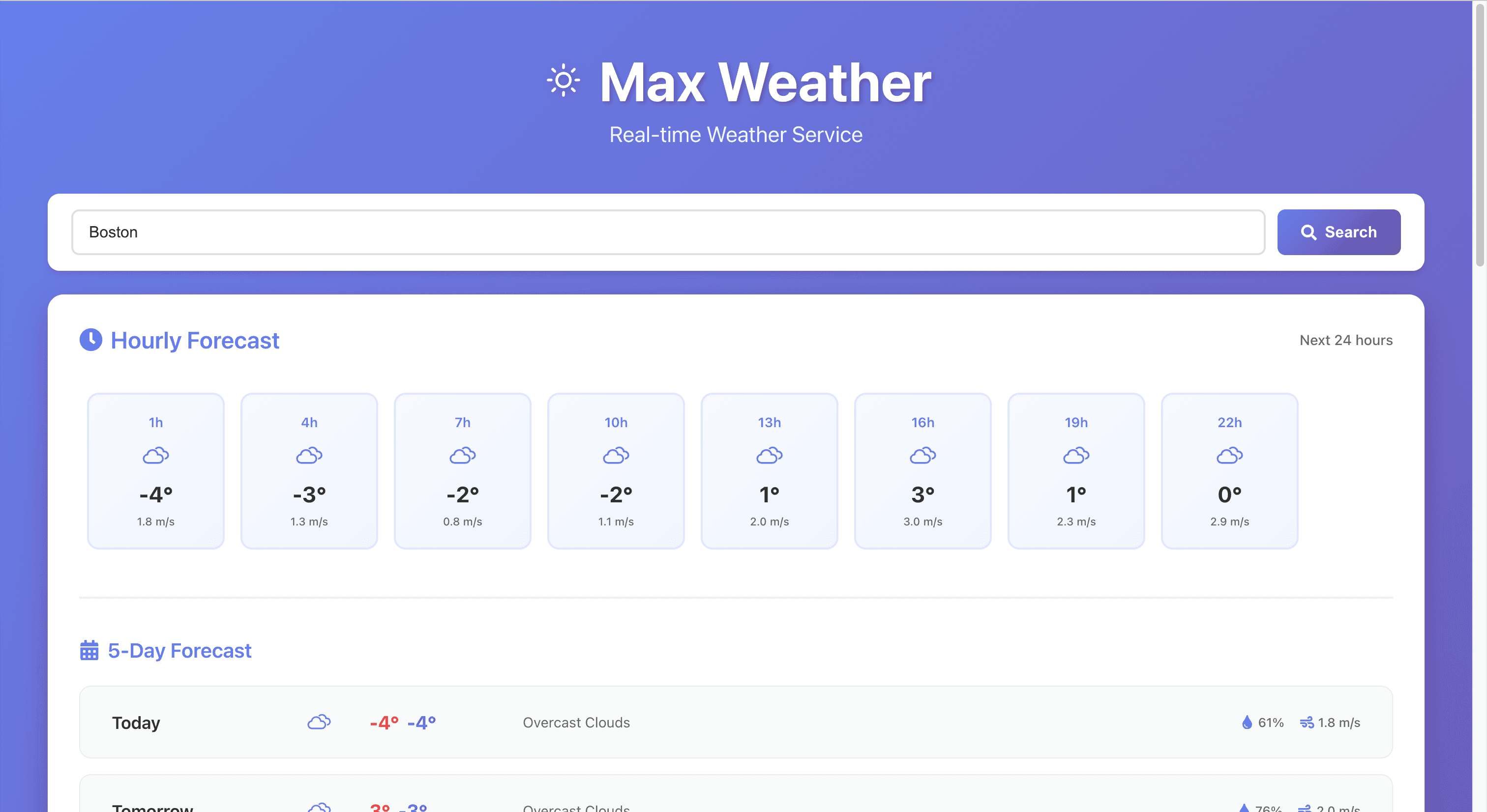 Weather Web Application screenshot 2